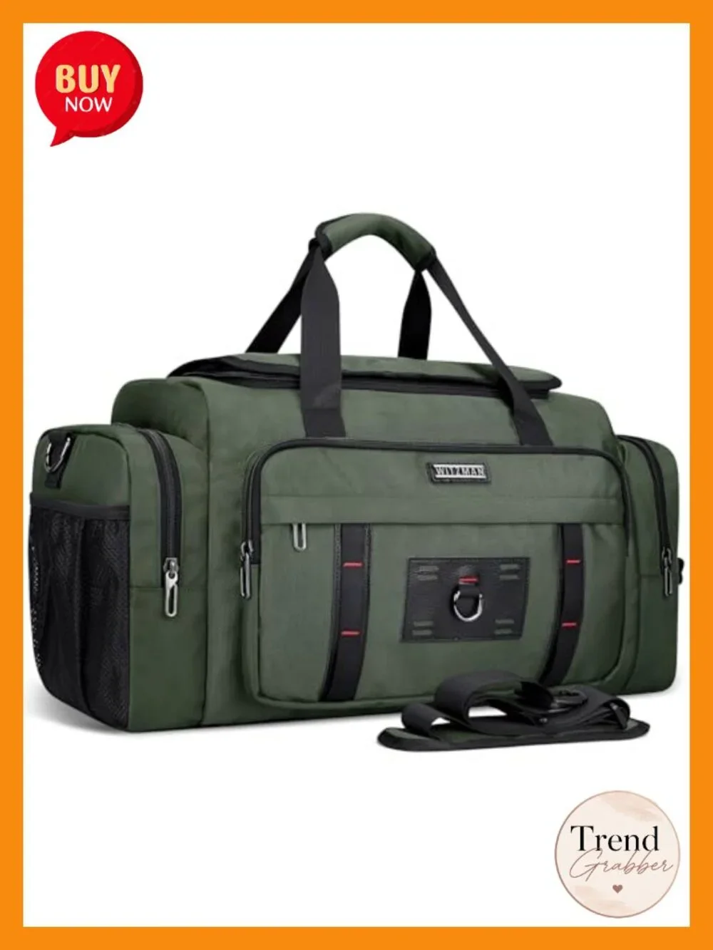 Large 49L Convertible Nylon Travel Duffel Bag with Shoe Compartment and Laptop